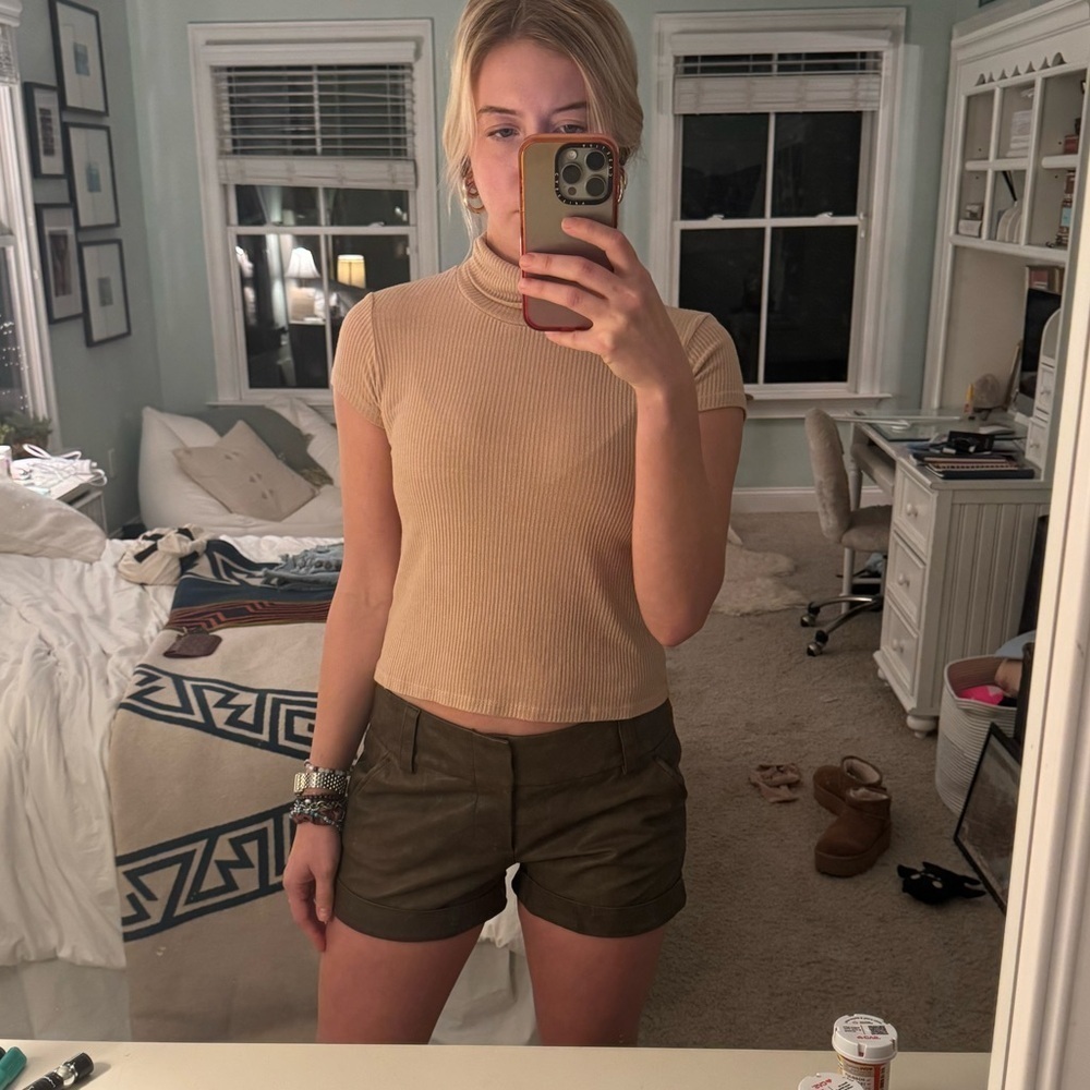 Tan Mock neck Brandy Melville top